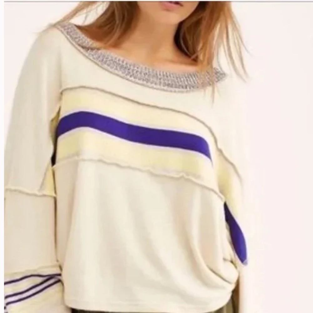 Free People Cooper Stripe Bell Sleeve Sweater M
